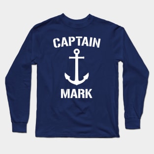 Nautical Captain Mark Personalized Boat Anchor Long Sleeve T-Shirt